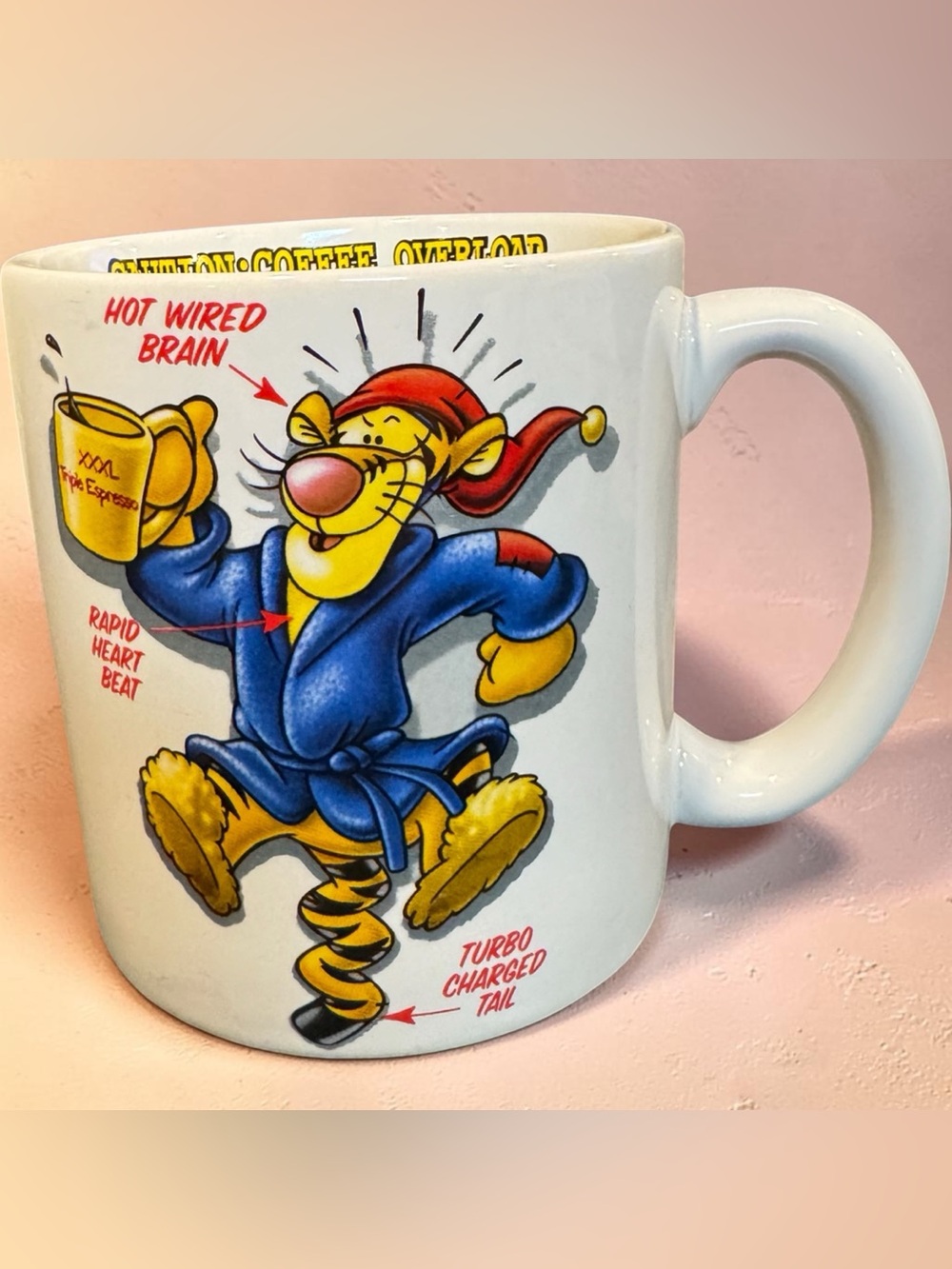 Disney Tigger Character Coffee Mug - White with Yellow, Blue, Red